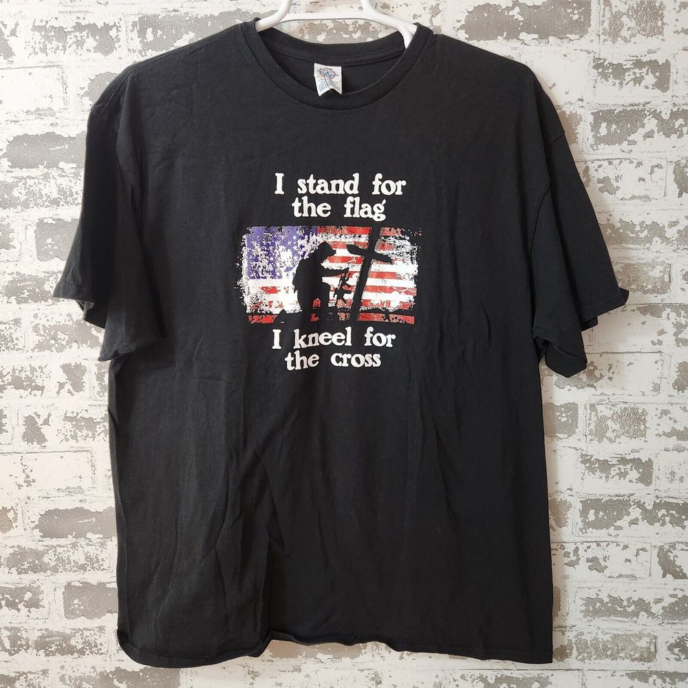 I Stand For The Flag I Kneel For The Fallen Black T-Shirt Men's Size 2XL